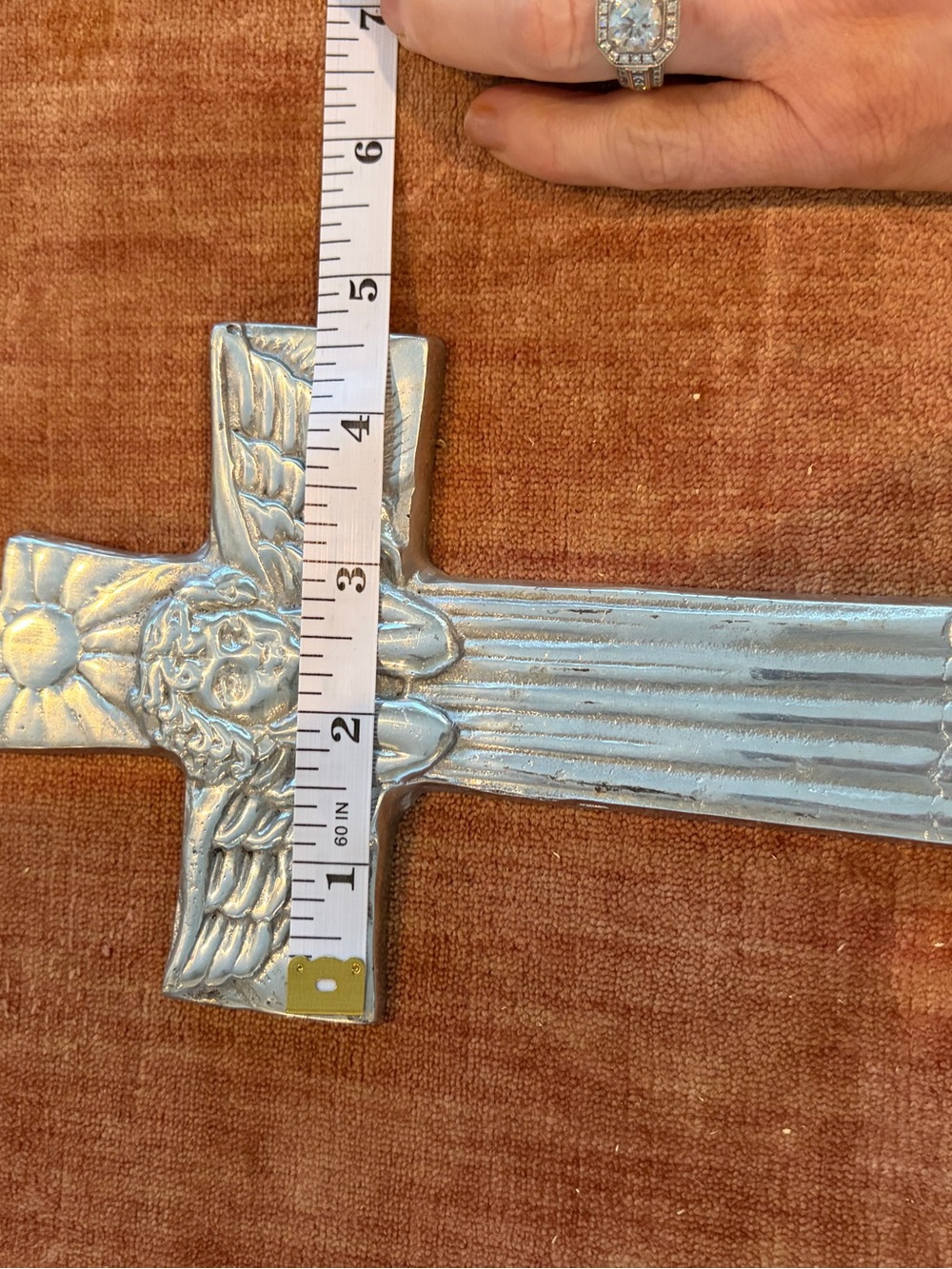 EUC Pewter Angel Cross Wall Hanging - Picture 2 of 3